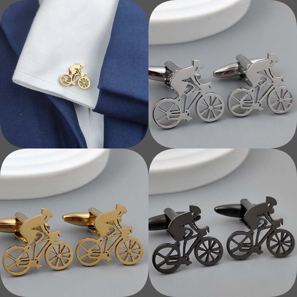 Men Formal Wear With Tie - Bisiklet yarışçısı altın kaplama kol düğmeleri,
