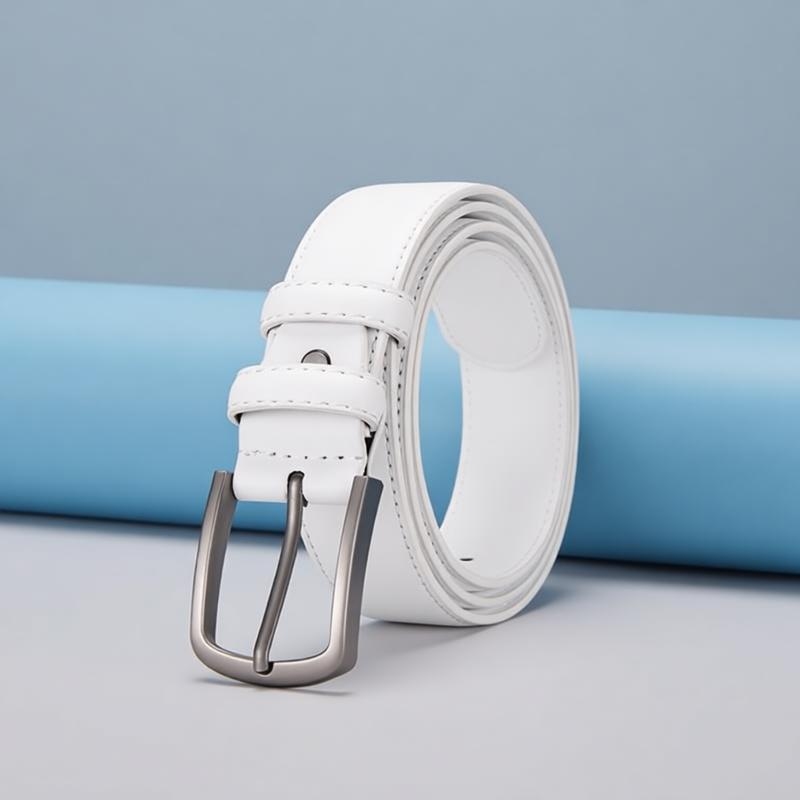 Men'S Formal Wear Belt - Erkek Resmi Kemeri, Düz Beyaz, Klasik
