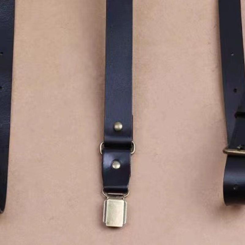 Men'S Formal Wear With Suspenders - 39BD Ayarlanabilir PU Deri Askı Askıları