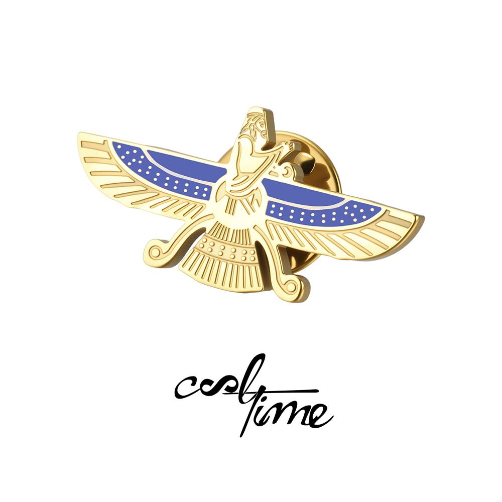 Tuxedo Lapel Pin - CoolTime Faravahar Pin Rozeti Mavi Emaye