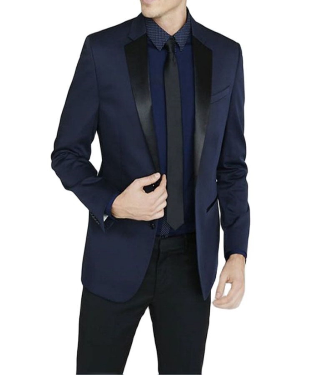 Men Formal Wear With Tie - Yeni Groomsmen Çentik Siyah Yaka Damat