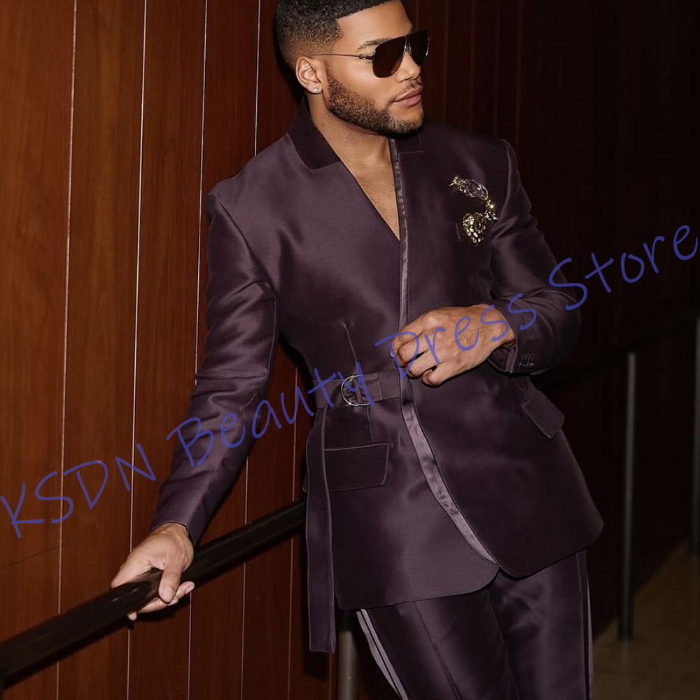 Zarif Mor Saten Erkek Takım El - Men Formal Wear Purple incelemesi ve fiyatı