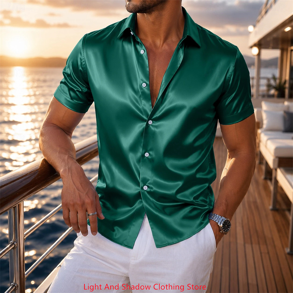 Erkek Saten Kısa Kollu Gömlek  - Men Formal Wear For Summer incelemesi ve fiyatı