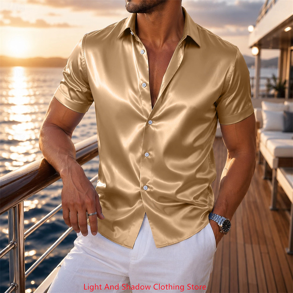 Erkek Saten Kısa Kollu Gömlek  - Men Formal Wear For Summer incelemesi ve fiyatı