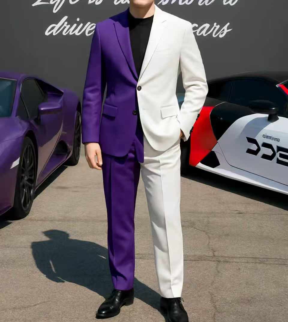 Mor Beyaz Erkek Takım Elbise S - Men Formal Wear Purple incelemesi ve fiyatı